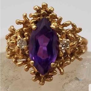 14k brutalist diamond ring